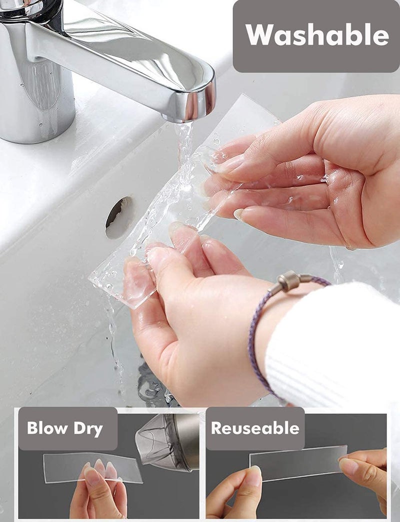 LLPT شريط لاصق نانو مزدوج الجوانب LLPT 2 بوصة × 33 قدم شريط تثبيت قوي شريط جل ثقيل الشفافية غير المرئية قابل للغسل قابل للإزالة بدون بقايا للمنزل المكتب تخزين ديكور بطاقة ملصق صورة جدار (SN233) - Image 4